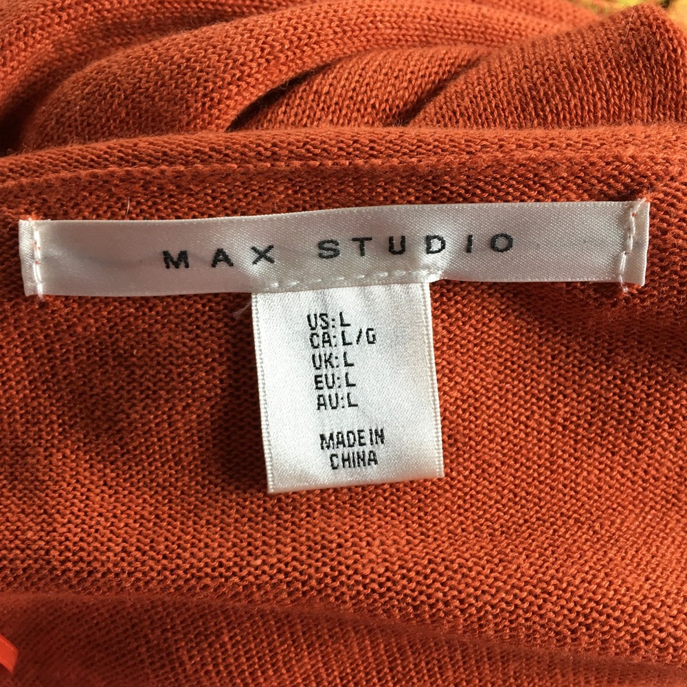 NEW Max Studio Linen Blend Knit Tunic Top Sz L Orange Short Sleeve Lagenlook - Picture 2 of 15